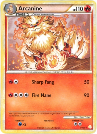 Arcanine 1/123 Non-Holo Promo - Theme Deck Exclusive